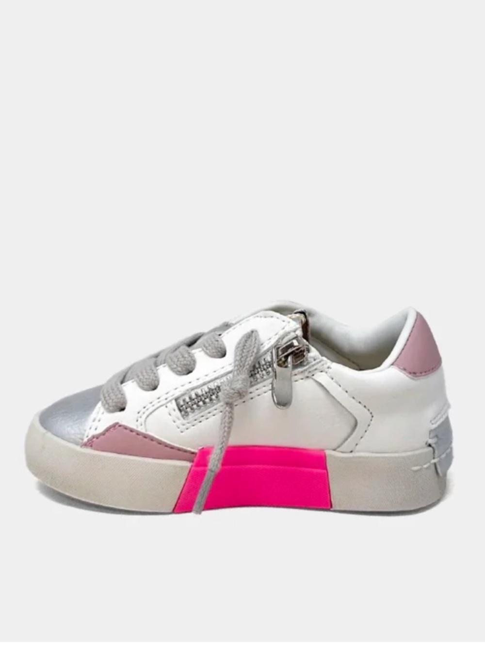 ShuShop Silver and Hot Pink toddler Sneakers - Picture 2 of 9